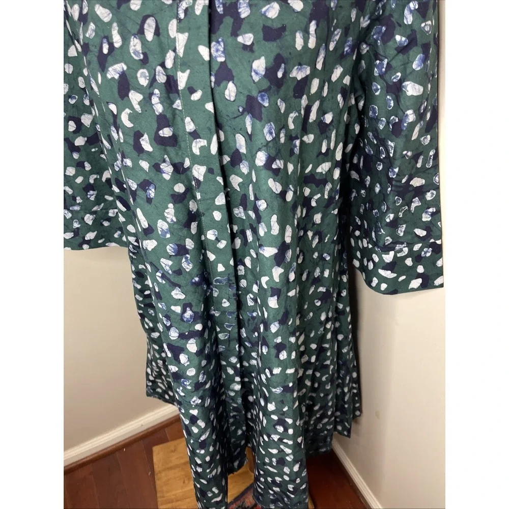 Zuri Kenya Raindrop Green Black Printed Cotton Dress Large L - Picture 8 of 10